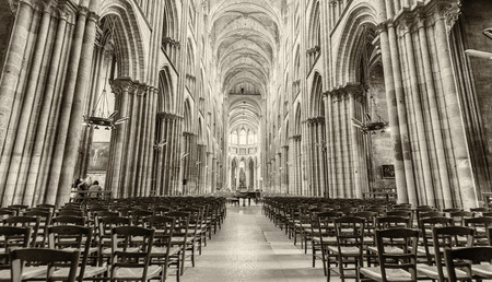 ROUEN, FRANCE - JUNE 15, 2014: Interior of Rouen Cathedral (Notre-Dame, 1202 - 1880). Rouen in northern France on River Seine - capital of Upper Normandy region and historic capital city of Normandyのeditorial素材
