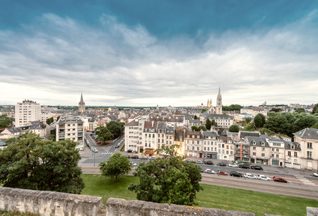 Caen, France. Aerial cityscape at dusk.の写真素材
