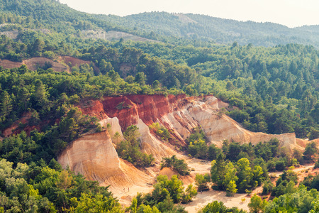 Red Cliffs in Roussillon, Provence, France.の写真素材
