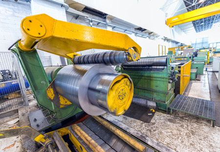 Industrial machine for steel coils cut.のeditorial素材