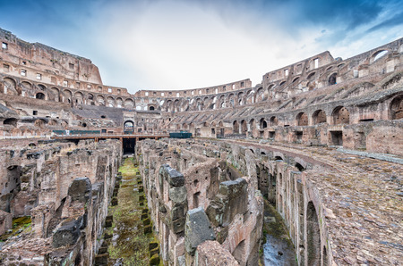 ROME - JUNE 14, 2014: Roman Colosseum interior. Interior gallery around the arenaのeditorial素材