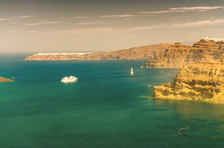 Aerial view of Santorini landscape, Greece.の写真素材