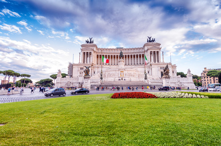 ROME - MAY 20, 2014: Tourists and locals in Venice Square. The city is visited by more than 10 million people every yea.のeditorial素材