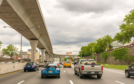 NEW YORK CITY - JUNE 8, 2013: Traffic from JFK to downtown, City traffic from JFK is very heavy and...