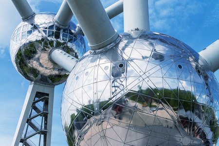 BRUSSELS - MAY 1, 2015: The Atomium modern structure. The Atomium is a building in Brussels originally constructed for Expo 58, the 1958 Brussels World's Fair.のeditorial素材