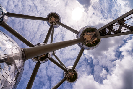 BRUSSELS - MAY 1, 2015: The Atomium modern structure. The Atomium is a building in Brussels originally constructed for Expo 58, the 1958 Brussels World's Fair.のeditorial素材