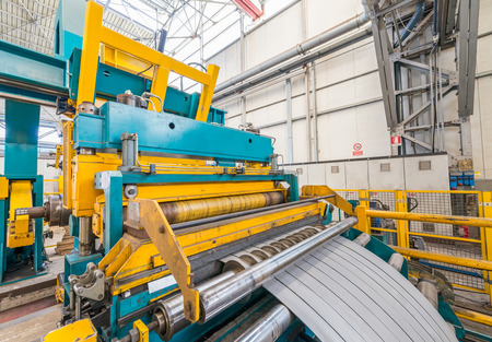 Steel coil cut machine. Industrial environment.のeditorial素材