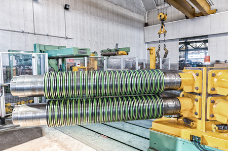 Steel coil cut machine. Industrial environment.のeditorial素材