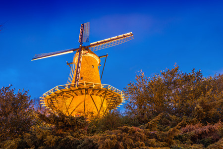 Netherlands windmill at night.の写真素材