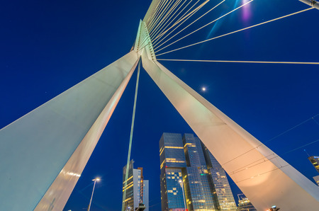 Rotterdam, Netherlands. Beautiful modern city skyline at night.の写真素材