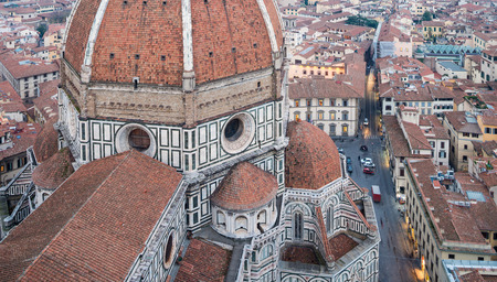Wonderful view of Florence at sunset times. Aerial view from Campanile.の写真素材
