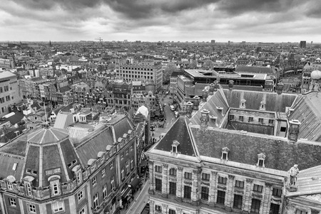 Beautiful view of Amsterdam with typical dutch houses. Holland.の写真素材