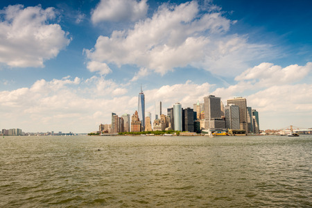 Beautiful skyline of Downtown Manhattan on a sunny day.の写真素材