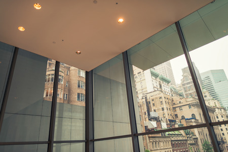 Manhattan skyline from modern huge windows.の写真素材