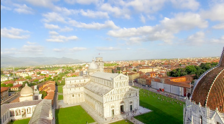 Pisa, Italy. Stunning aerial view of city skyline at dusk.の写真素材