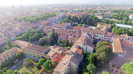 Pisa, Italy. Stunning aerial view of city skyline at dusk.の写真素材
