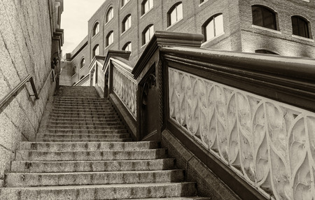 Stairs of Tower Bridge in London. Night view.の写真素材