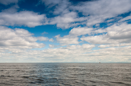Waters of Saint Lawrence river in Tadoussac.の写真素材