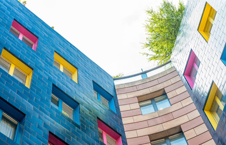 Beautiful colourful buildings with windows.のeditorial素材