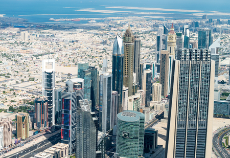 Aerial view of Dubai skyline, UAE.のeditorial素材