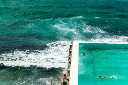 Beautiful seascape. Pool at ocean border.の写真素材