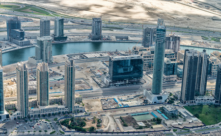 Panoramic aerial view of Dubai cityscape, UAE.のeditorial素材