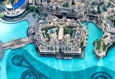 Panoramic aerial view of Dubai cityscape, UAE.のeditorial素材