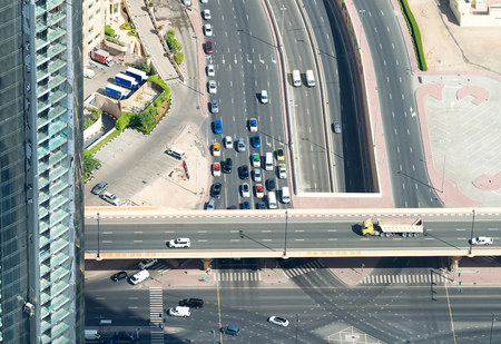 Aerial view of Elevated Interstate Interchange.