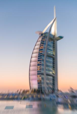 DUBAI, UAE - OCT 8: A general view of the world's first seven stars luxury hotel Burj Al Arab "Tower of the Arabs" on October 8, 2015 in Dubai. Also known as "Arab Sail".のeditorial素材