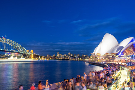 SYDNEY - NOVEMBER 6, 2015: Opera House at dusk. The man made structure is considered the major landmark of Sydney and tourists attractionのeditorial素材