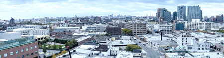 QUEENS, NEW YORK - OCTOBER 24, 2015: Panoramic view of Queens buildings. Queens is the easternmost and largest in area of the five boroughs of New York City.のeditorial素材