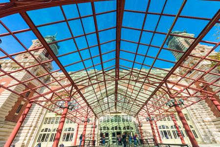 NEW YORK CITY - OCTOBER 21: Exterior view of Immigration Museum. It is a historic location where new immigrants were processed - New York City, USA. October 21, 2015.のeditorial素材