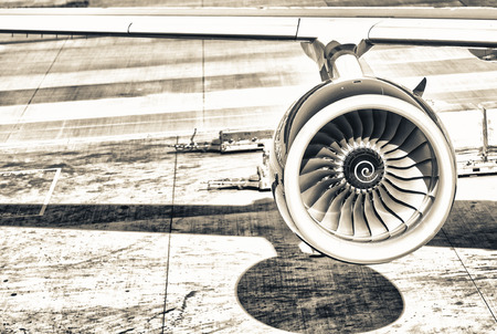 Engine of passenger airplane.