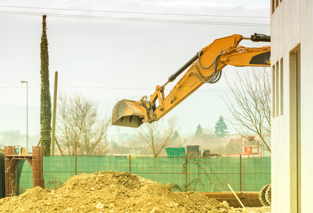 Escavator on a construction site.