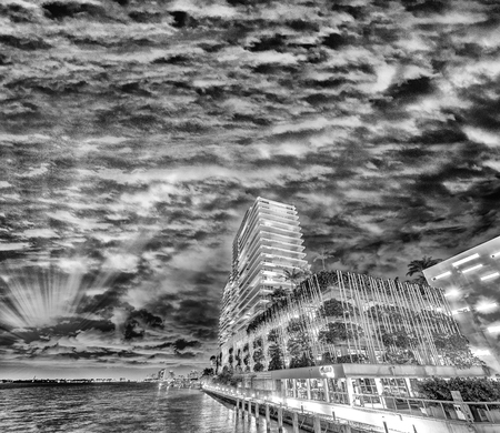 Sunset over Miami Beach Buildings.の写真素材