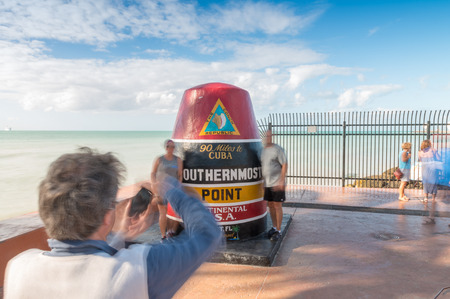 Moving tourists around Southernmost Point, Key West.のeditorial素材