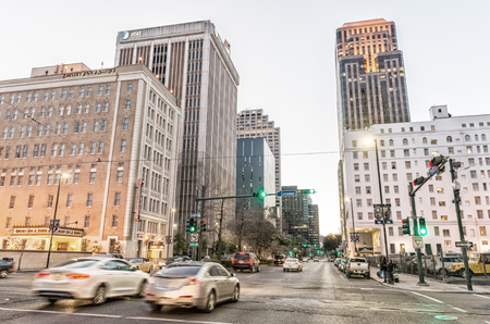 NEW ORLEANS - JANUARY 20, 2016: City streets on the evening. New Orleans is visited by more than 10 million people annually.のeditorial素材