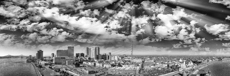 Blue sky over New Orleans. Aerial view of Mississippi river.の写真素材