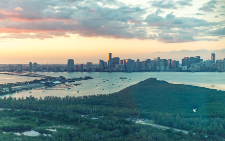 Stunning coast of Miami as seen from helicopter.の写真素材