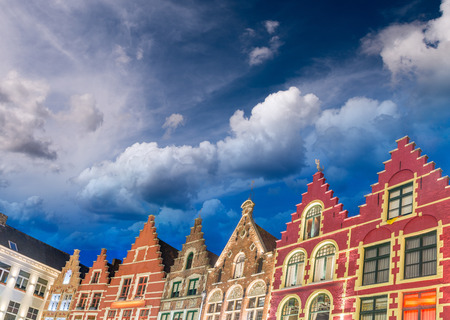 Homes of Brugge. Bruges skyline, Belgium.の写真素材