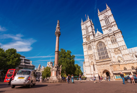 LONDON - JUNE 2, 2015: Tourists walk along city streets. London is visited by more than 30 million people annually.のeditorial素材