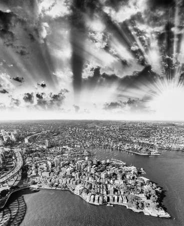 Sydney, Australia. Awesome aerial view from helicopter on a beautiful day.の写真素材