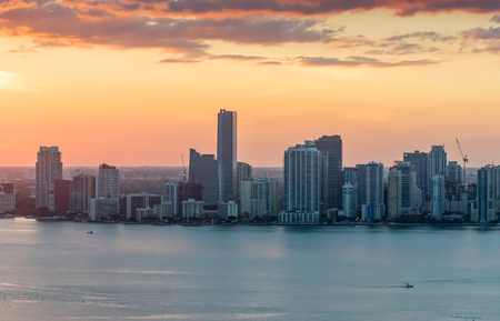 Beautiful Downtown Miami skyline at sunset.の写真素材