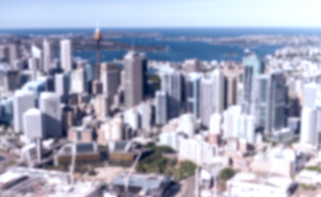 Sydney, blurred aerial skyline view.