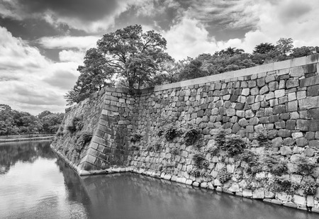 Fortress walls of Osaka Castle, Japan.のeditorial素材