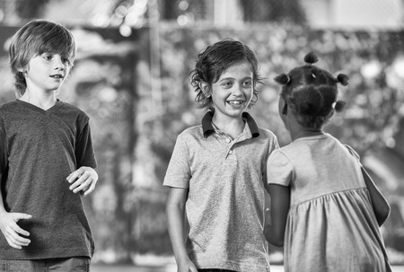 Black and white primary school scene. Education concept.の写真素材