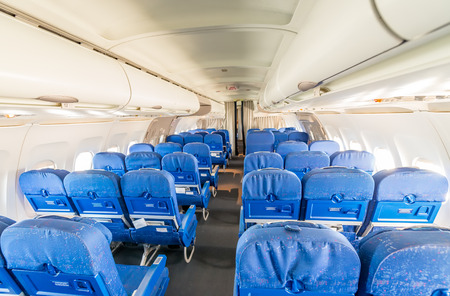 Empty seats in modern airplane.のeditorial素材