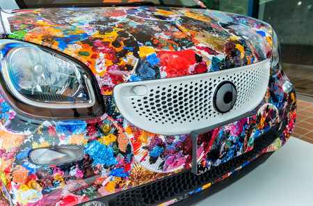 HAKONE, JAPAN - MAY 25, 2016: Smart electric car shown at the Hakone Open Air Museumのeditorial素材