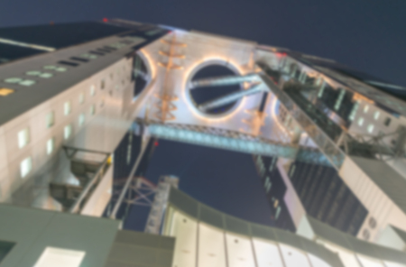 The Umeda Sky Building in the Umeda district of Osaka, blurred view.