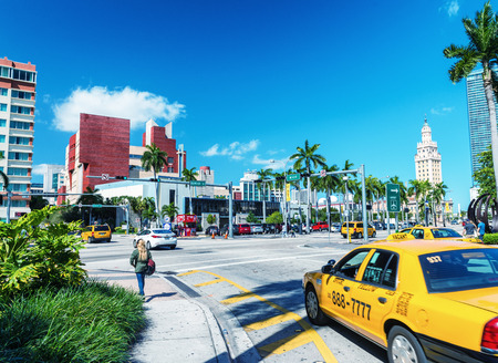 MIAMI - FEBRUARY 25, 2016: Beautiful street colors in winter. Miami attracts many tourists in winter...